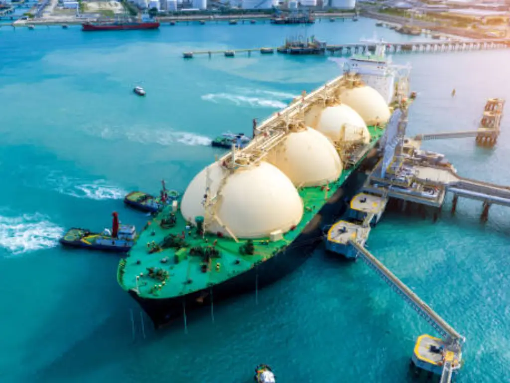 Container ship at port